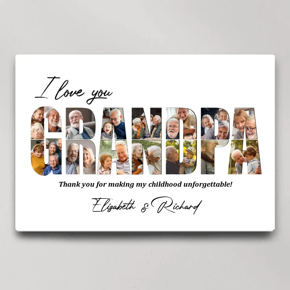 I Love You Grandpa Grandma Personalized Canvas Poster