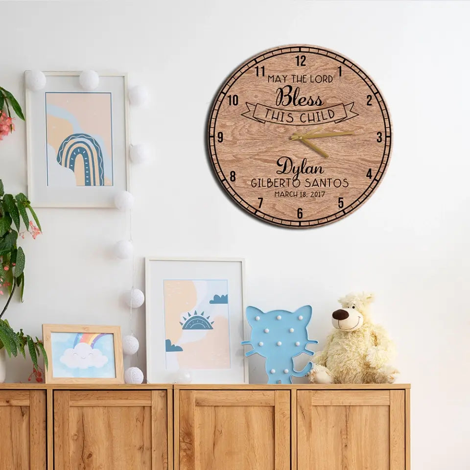 May The Lord Bless This Child Personalized Wall Clock