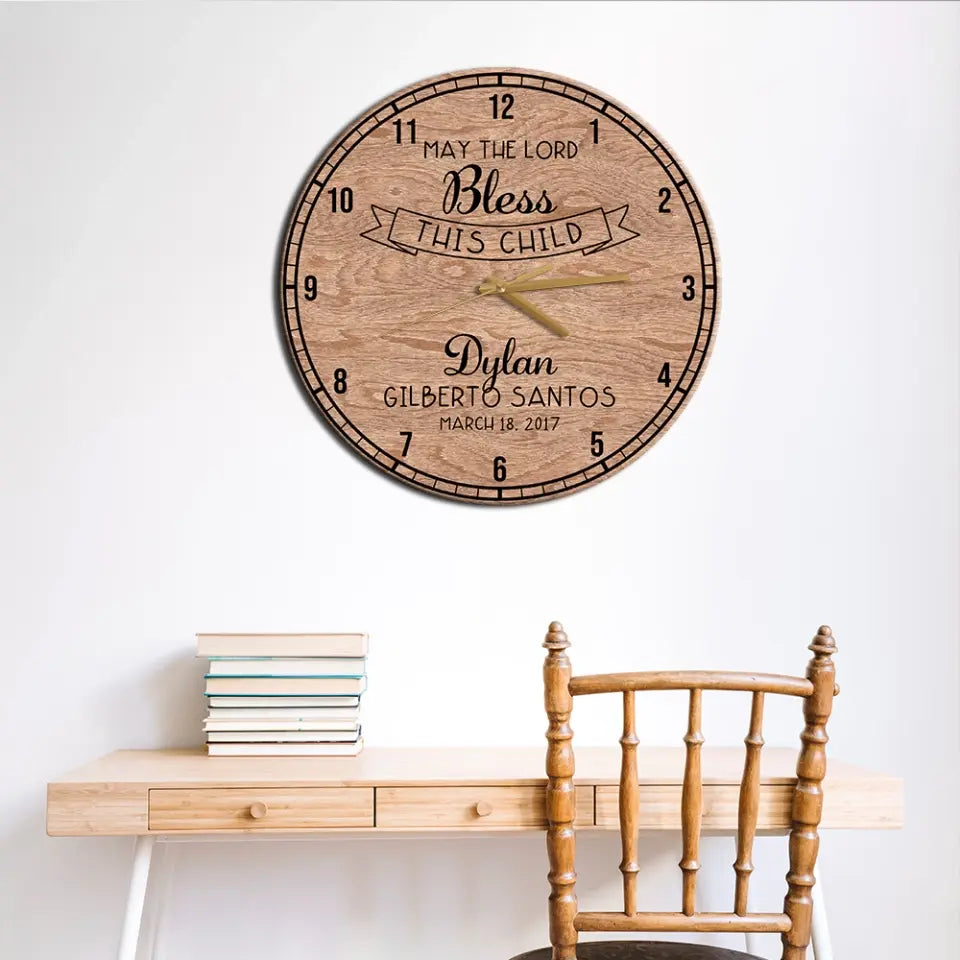 May The Lord Bless This Child Personalized Wall Clock