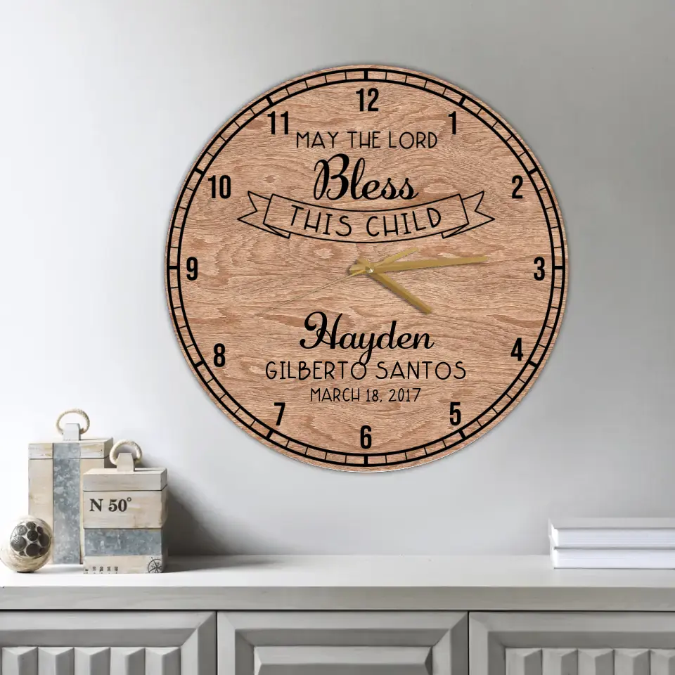 May The Lord Bless This Child Personalized Wall Clock