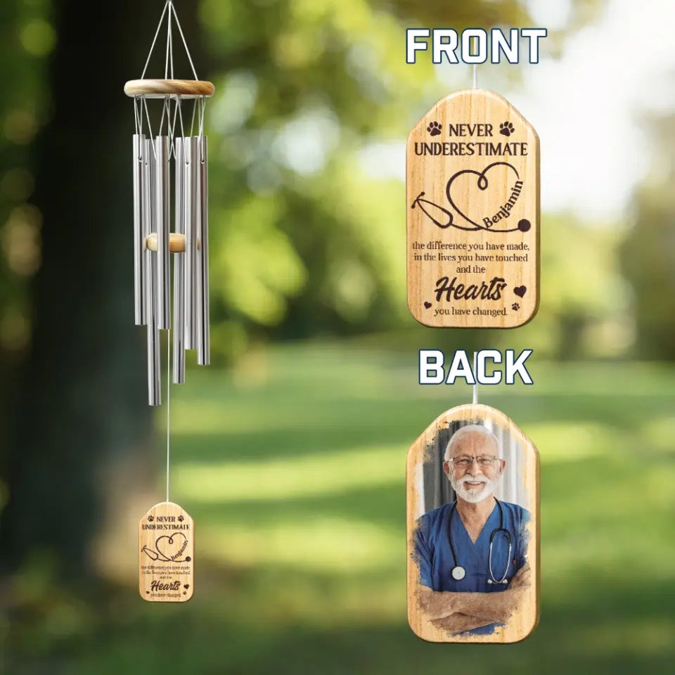 Never Underestimate Veterinarian Personalized Wind Chimes