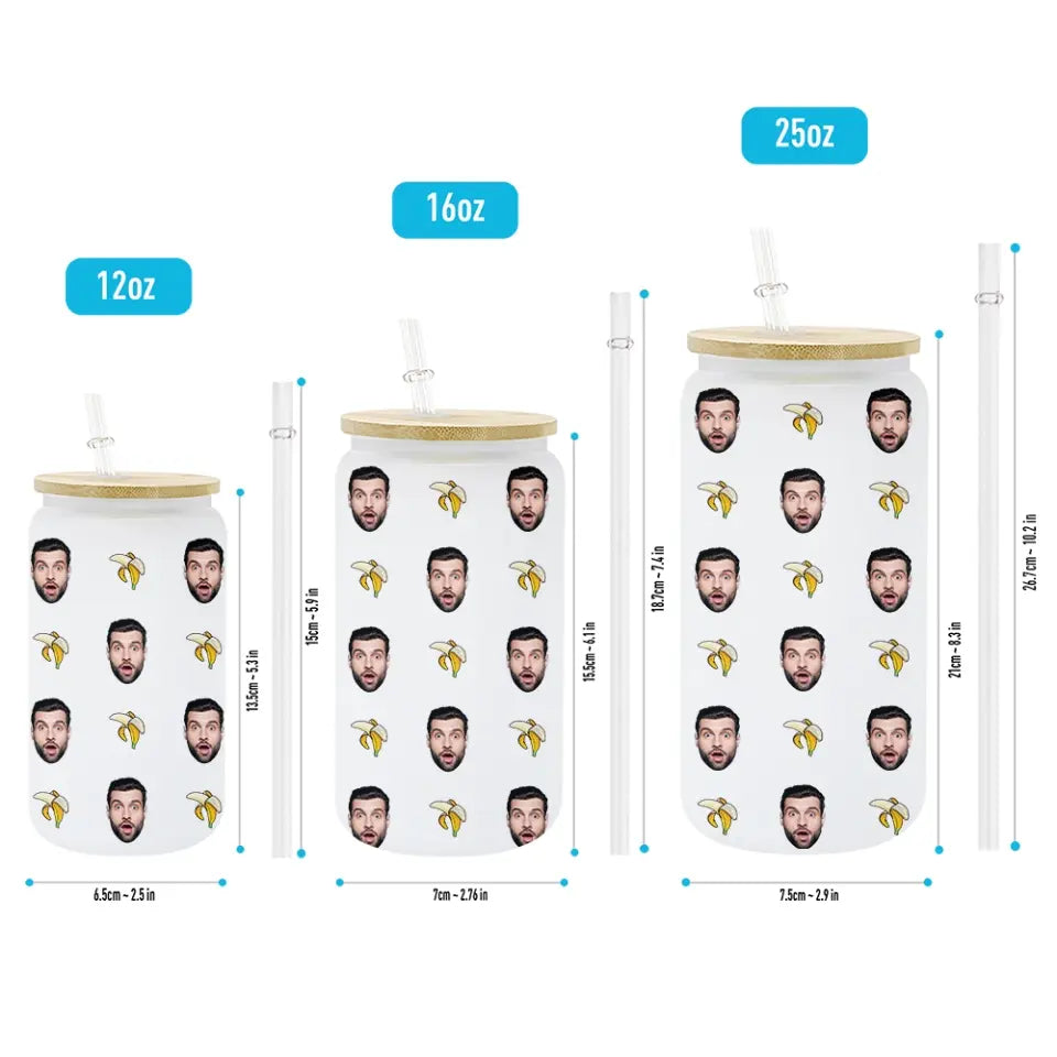 Funny Pattern With Custom Face Frosted Glass Can