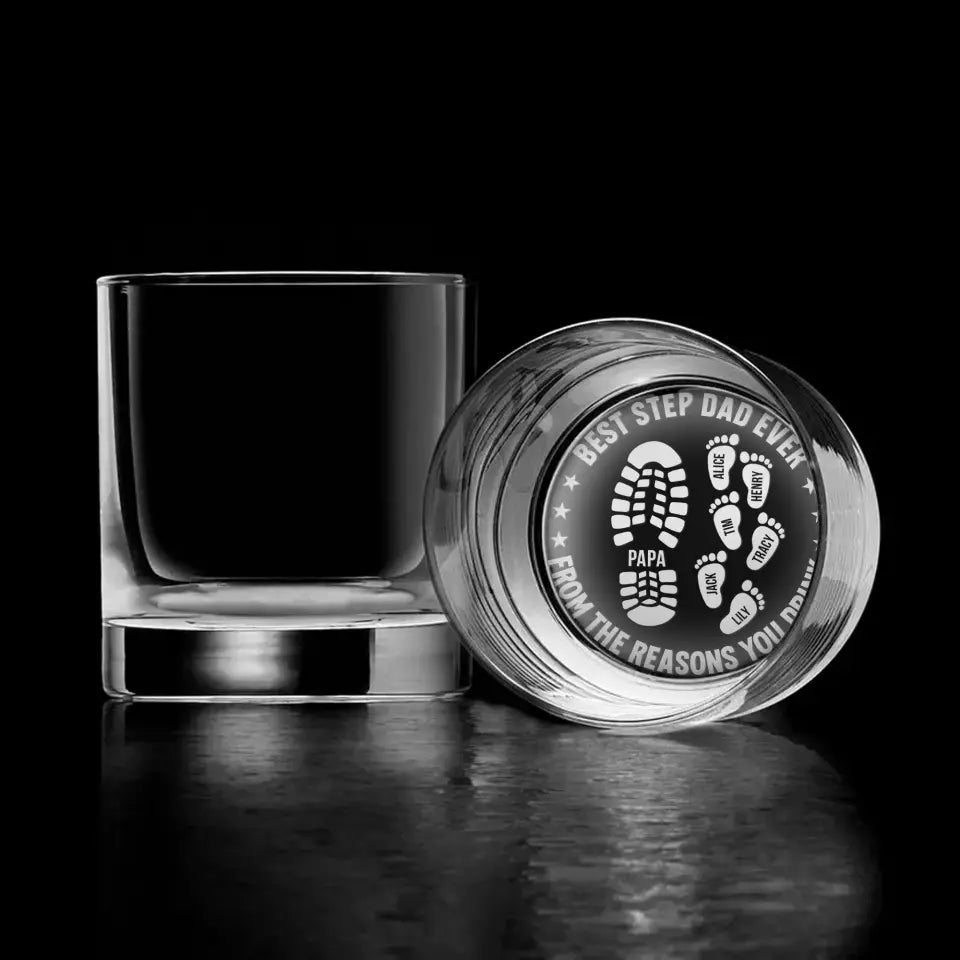 Best Step Dad Ever From The Reasons You Drink - Personalized Bar Glass