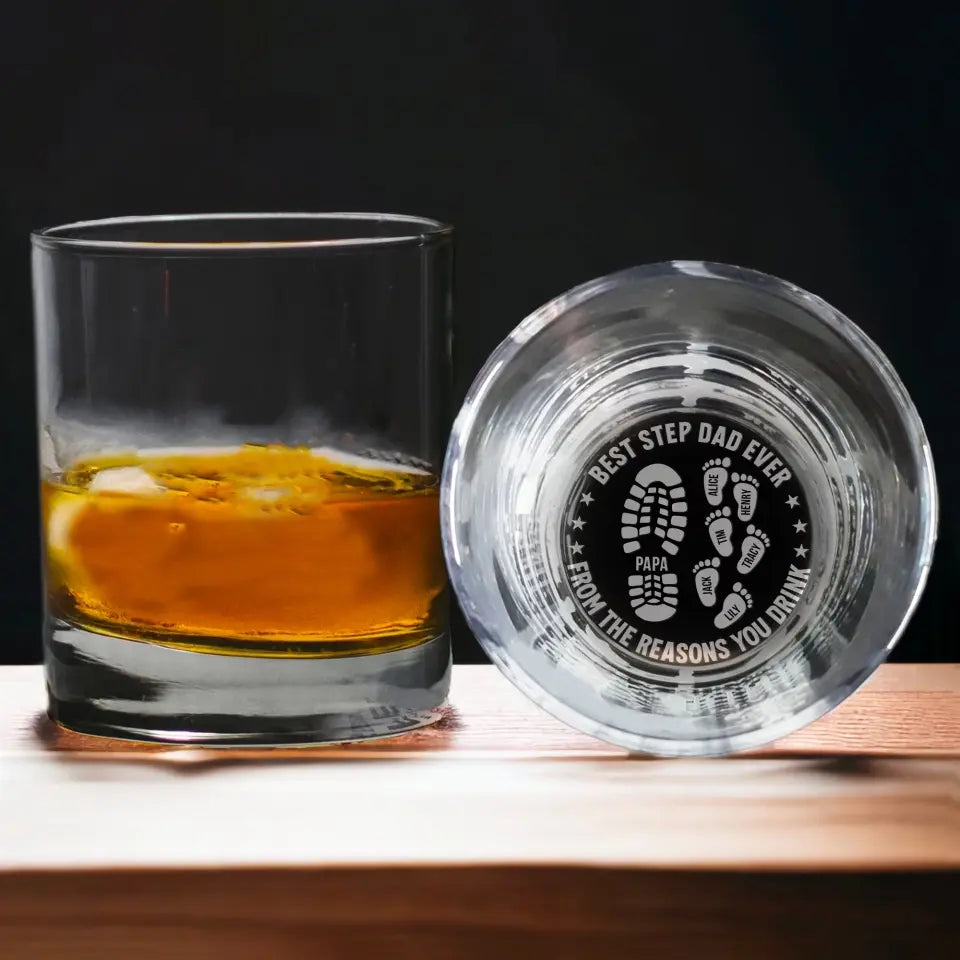 Best Step Dad Ever From The Reasons You Drink - Personalized Bar Glass