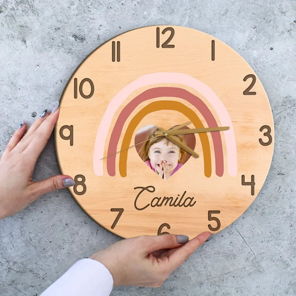 A Rainbow Back To School Kids Personalized Wall Clock