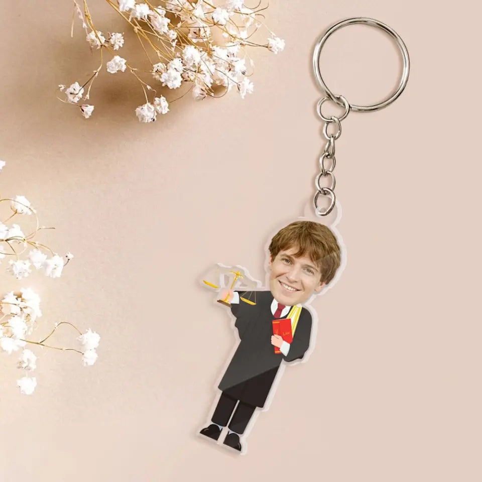 Funny Lawyer With Custom Face Acrylic Keychain