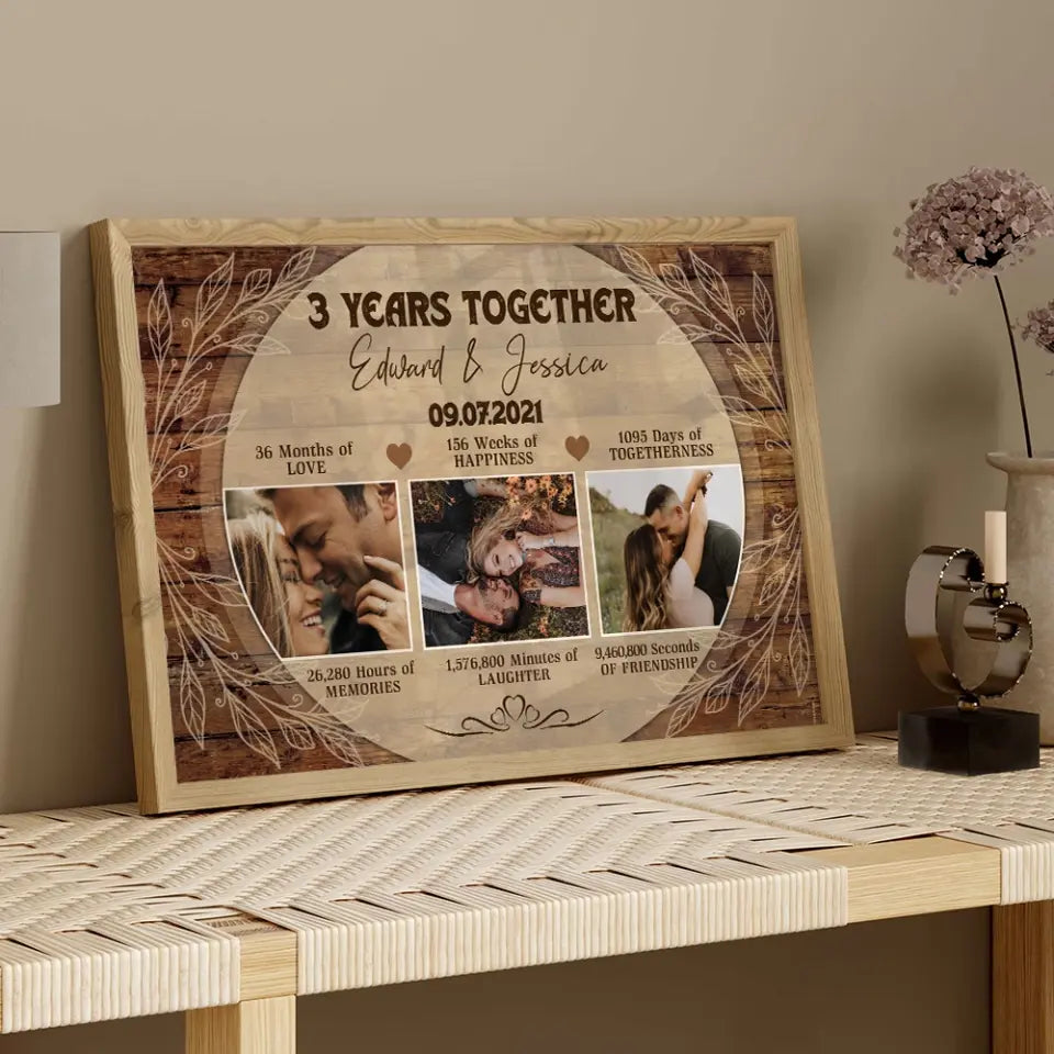 4 Years Together Personalized Canvas Poster