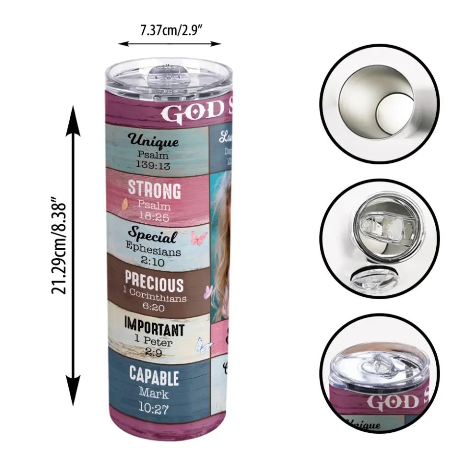 God Says I Am - Skinny Tumbler