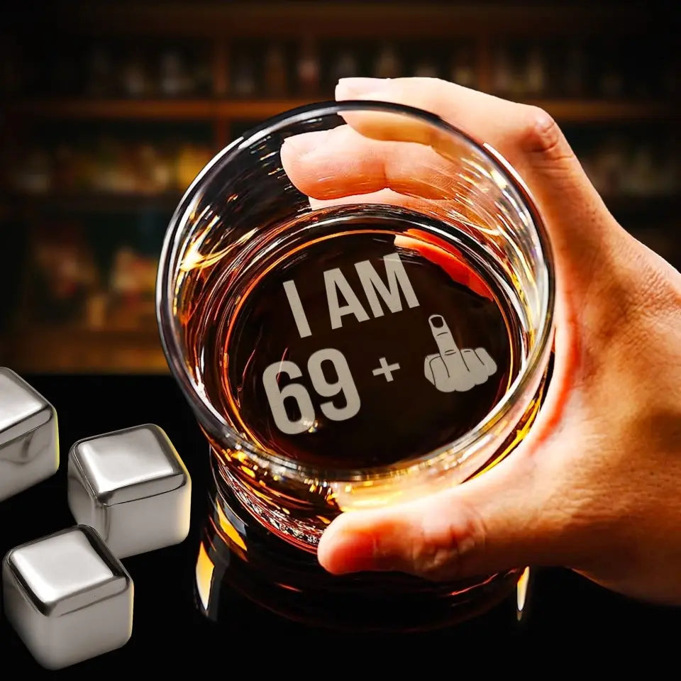Cheers to Age: Bottoms Up, Middle Finger Out - Whiskey Glass