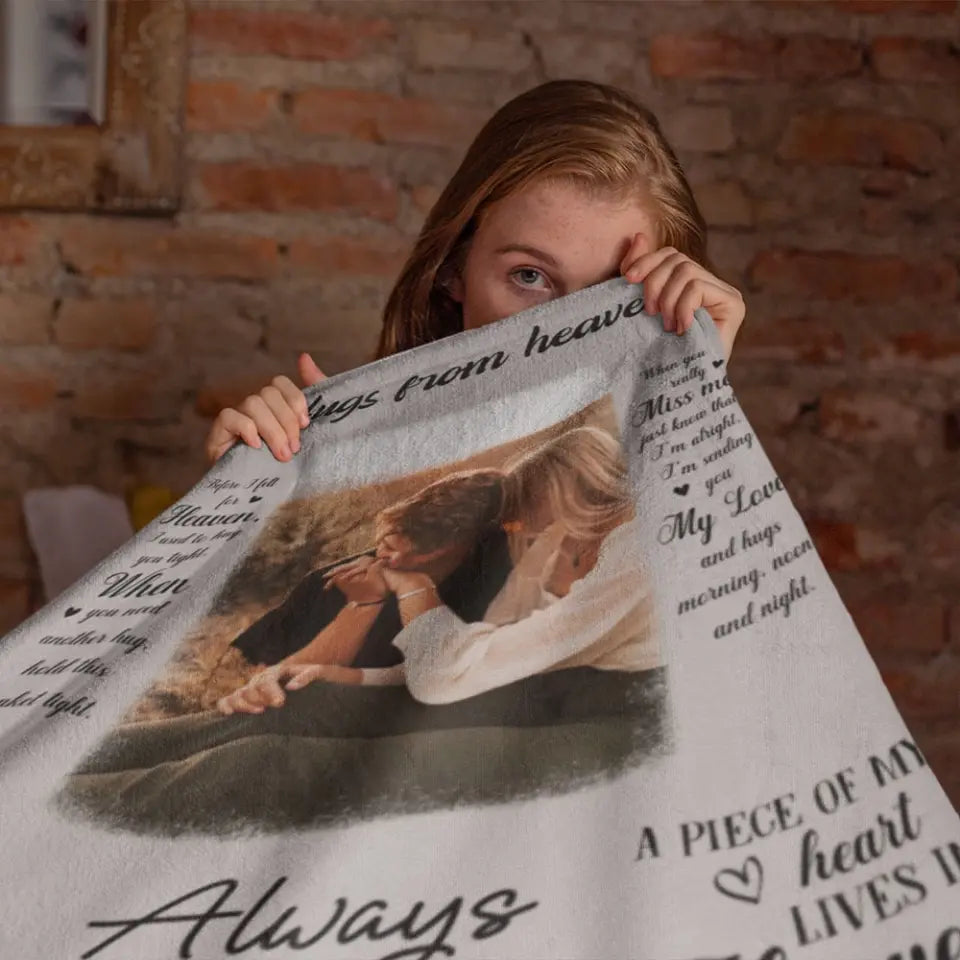 Hugs From Home A Piece Of My Heart - Fleece Blanket