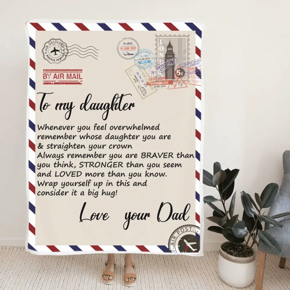 Whenever You Feel Overwhelmed Wrap Yourself Up - Personalized Fleece Blanket - Encouraging Gift for Daughter from Mom