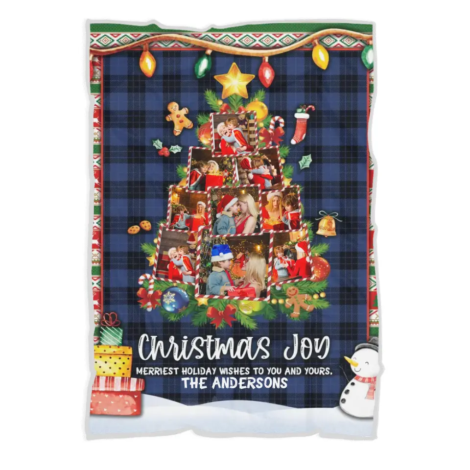 Christmas Joy Meriest Holiday Wishes To You And Yours - Personalized Upload Photo Blanket - Best Gift For Your Kids/Son/Grandchildren On Christmas - 210IHNUNBL722