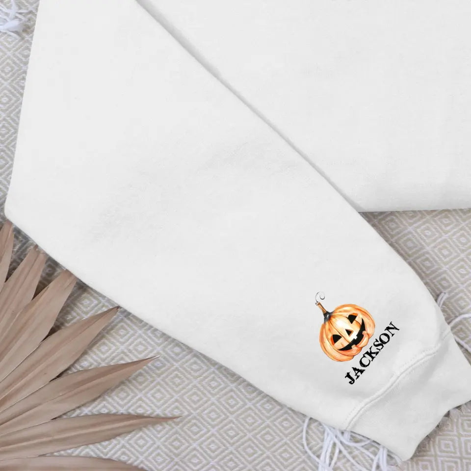Spooky Mama - Pumpkin Halloween Sleeve Sweatshirt
