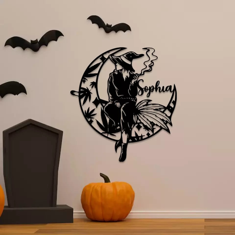 Smoking Witch - Cut Metal Sign