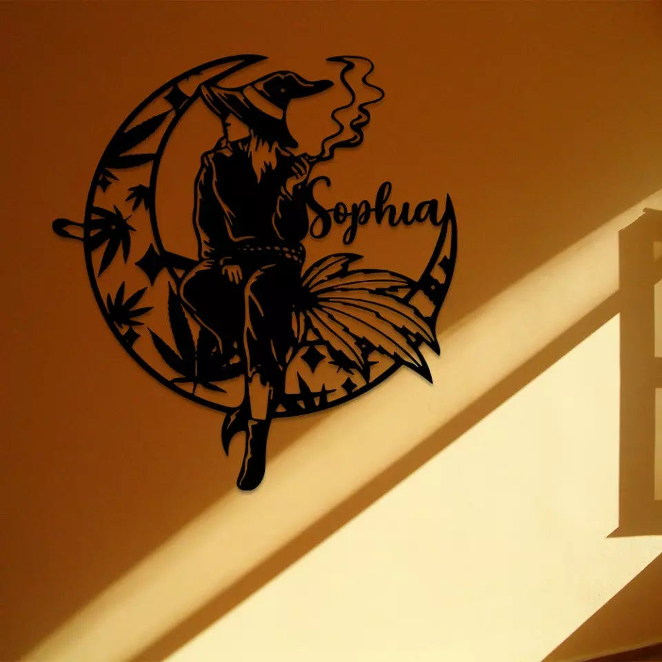 Smoking Witch - Cut Metal Sign