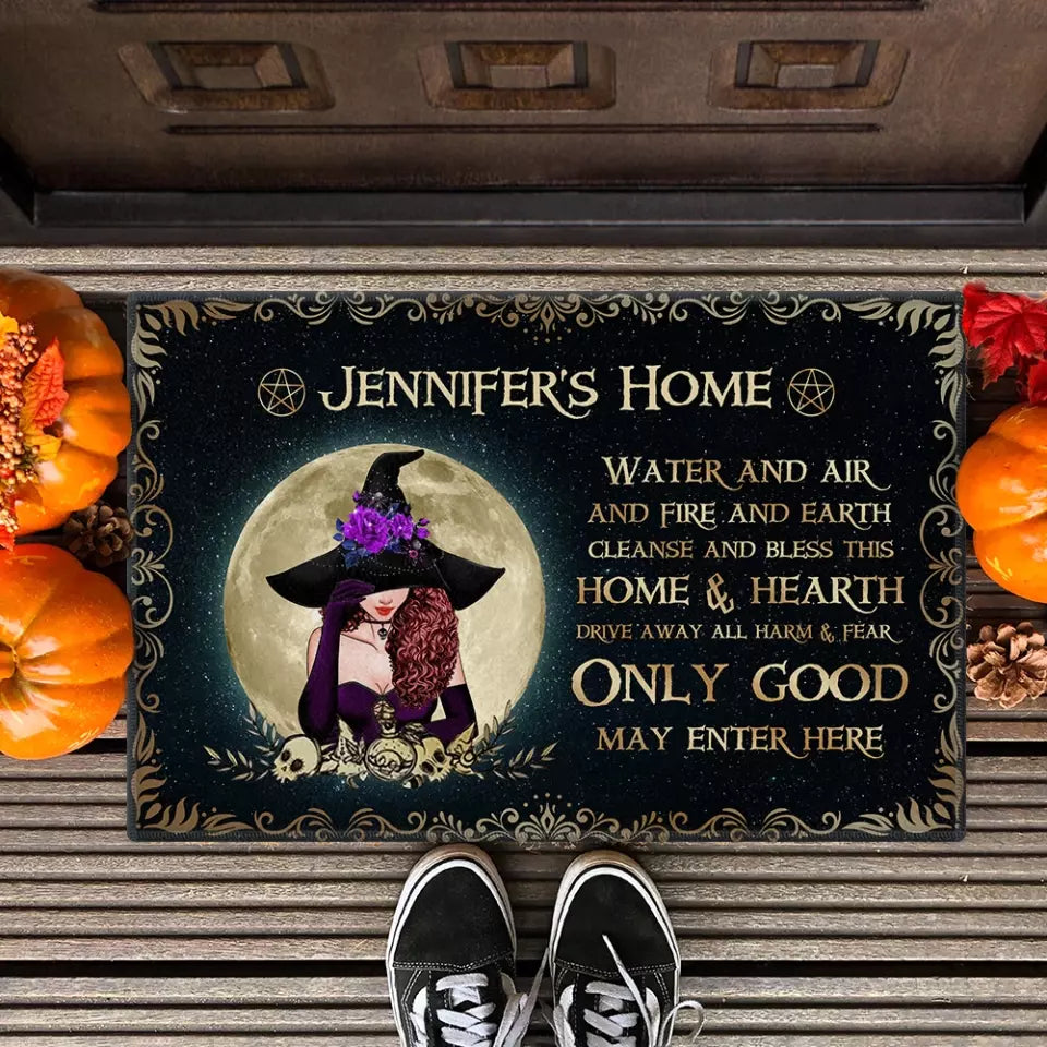 Water And Air Fire And Earth - Personalized Witch Doormat - Halloween Entrance Mat Decorations