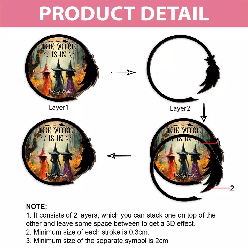 The Witch Is In - 2 Layered Art Wooden Piece - Gift for Witch Lovers, Halloween Gift