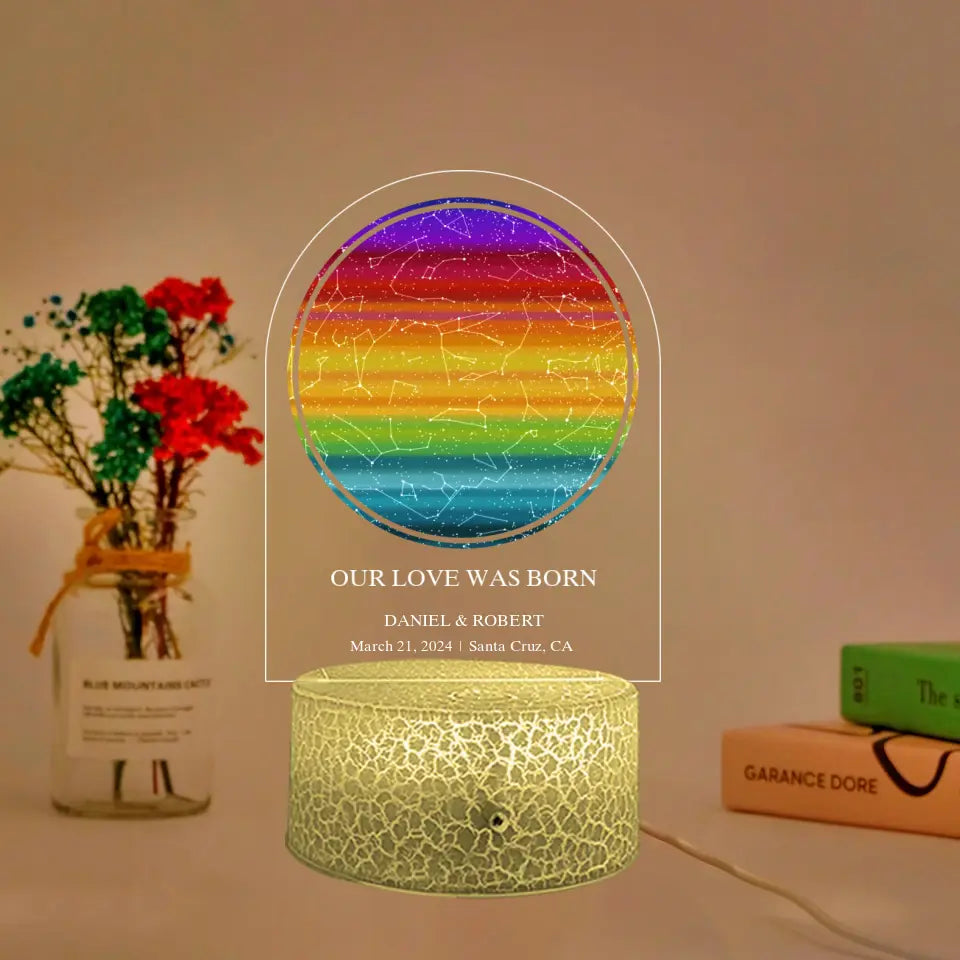 Our Love Was Born Personalized Led Light Gift For Gay Couples
