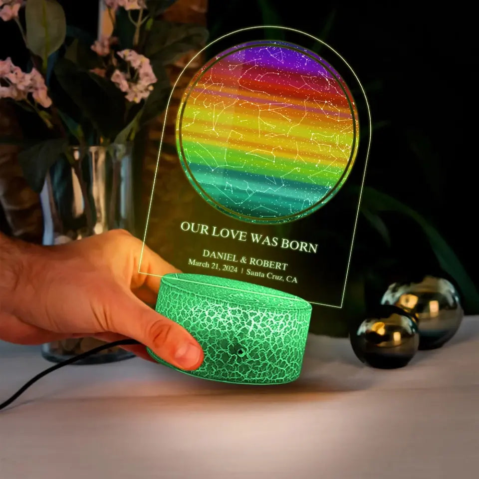 Our Love Was Born Personalized Led Light Gift For Gay Couples