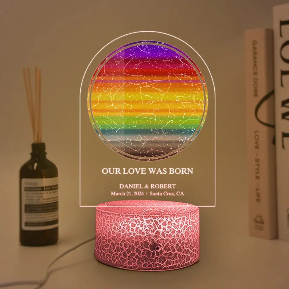 Our Love Was Born Personalized Led Light Gift For Gay Couples