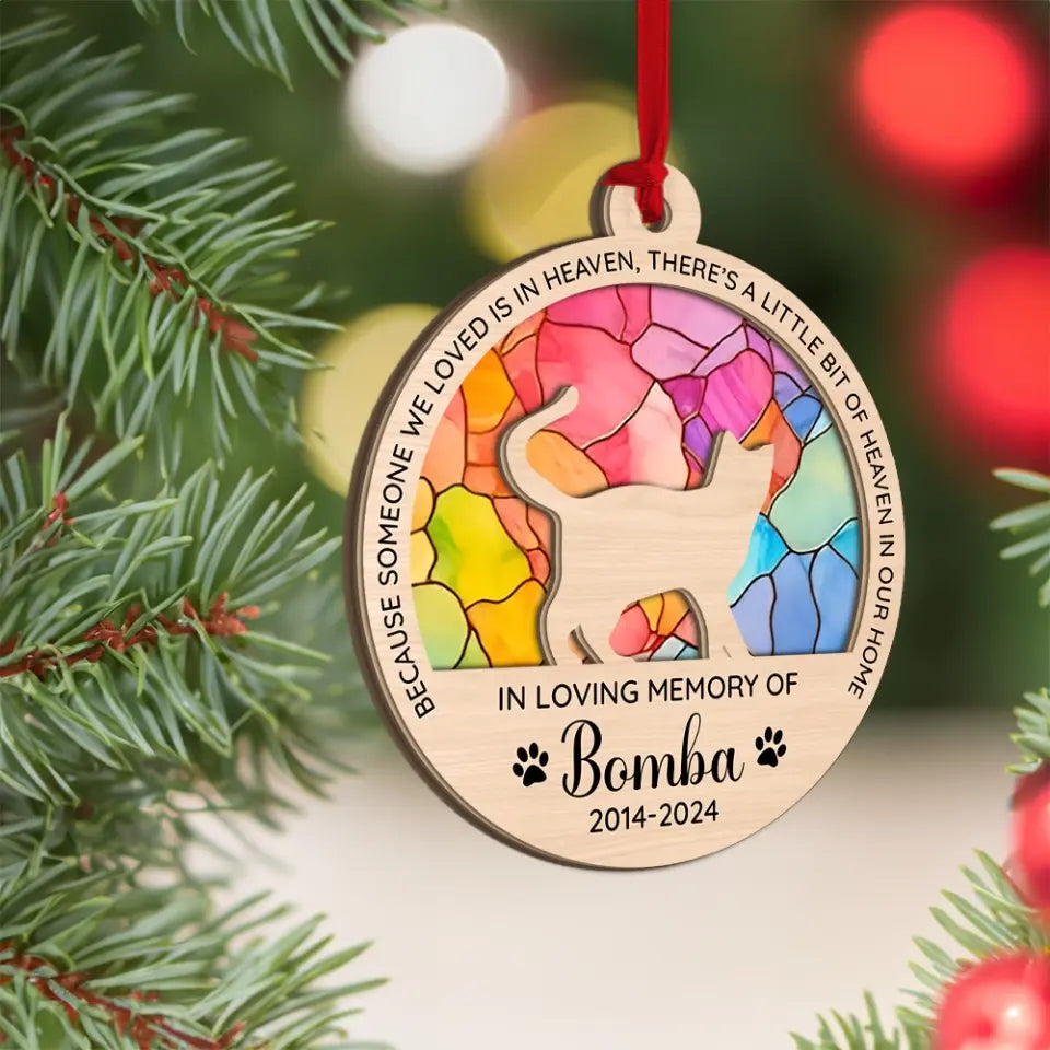 Cat in Heaven - Personalized 2 Layered Acrylic Suncatcher Ornament - Cat Loss Gift - Memorial Keepsake for Cat Owners