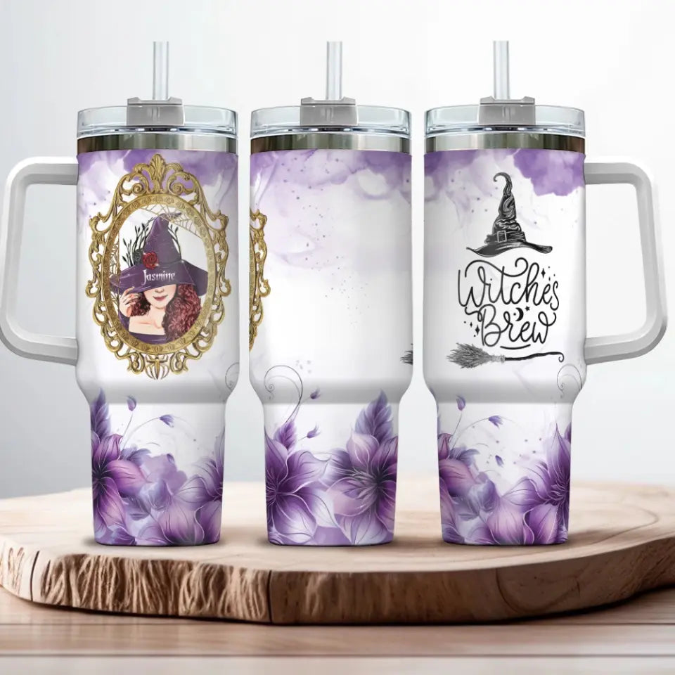 Witches Brew - Personalized Witchy Woman - 40oz Tumbler with Handle - Halloween Gift for Witch Lovers