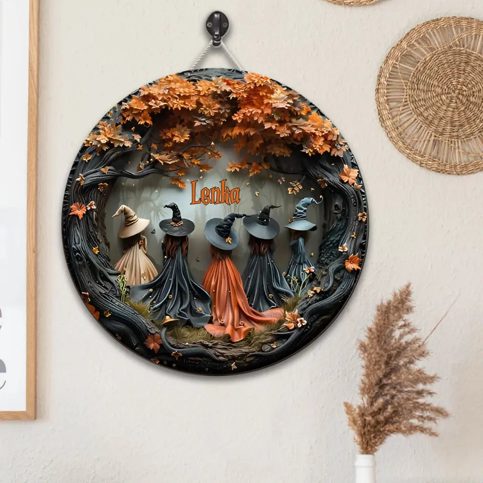 Beautiful Mysterious Witches Personalized Wooden Sign