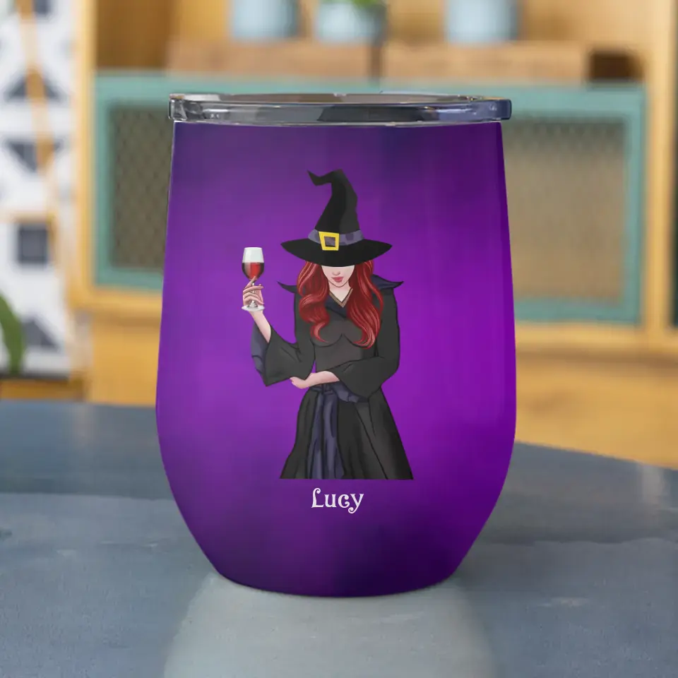 Witches By Natural - Personalized Wine Tumbler - Halloween Gift for Witch Lovers