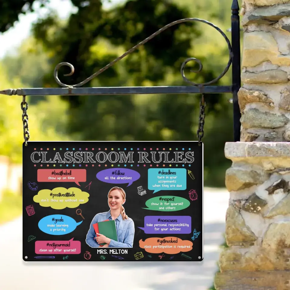 Classroom Rules - Printed Metal Sign - Back To School Gift