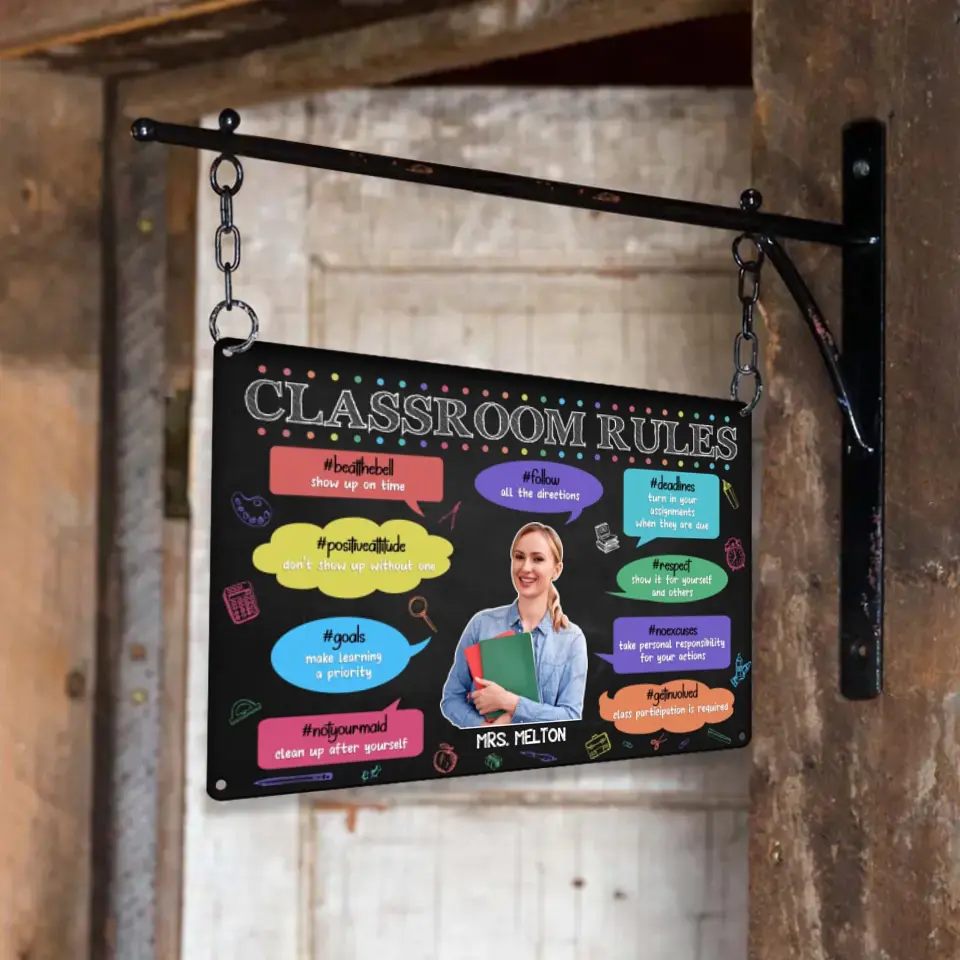 Classroom Rules - Printed Metal Sign - Back To School Gift