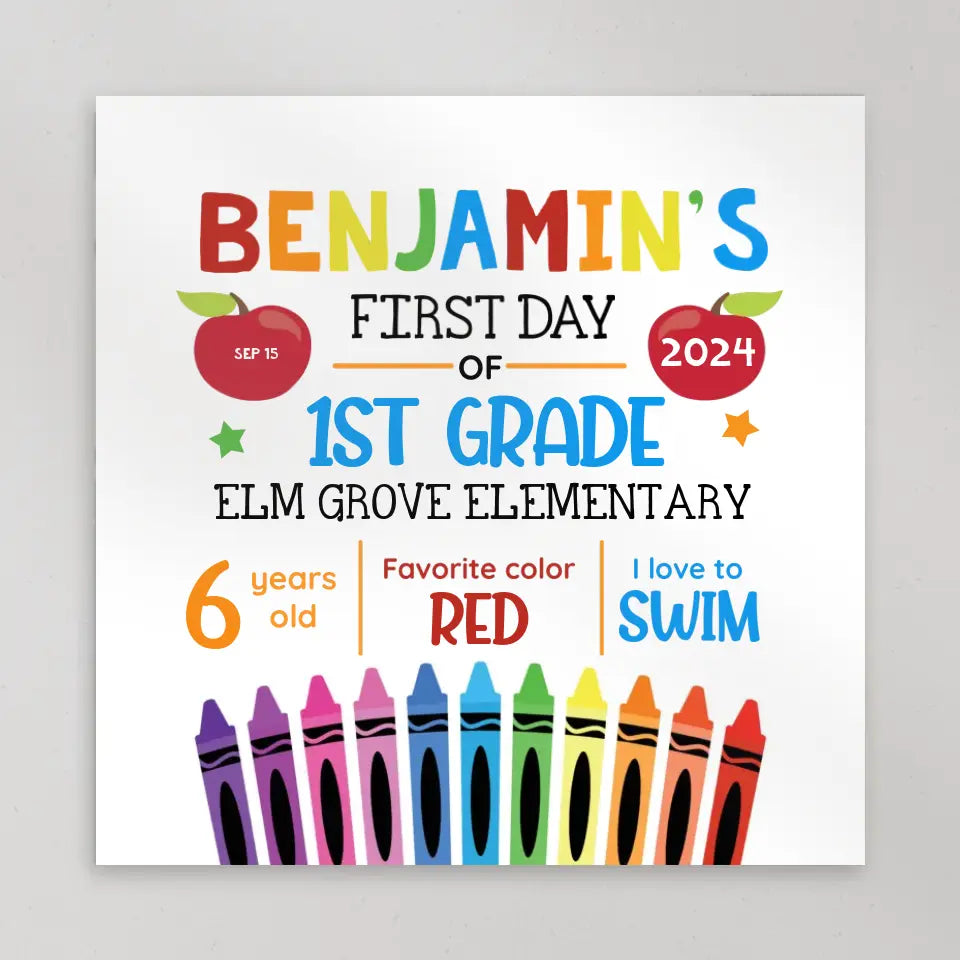 First Day of School With Favorite - Back To School Square Canvas Poster