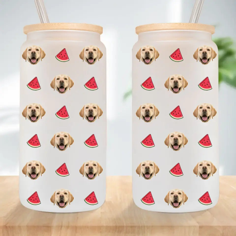 Funny Pattern With Custom Face Frosted Glass Can