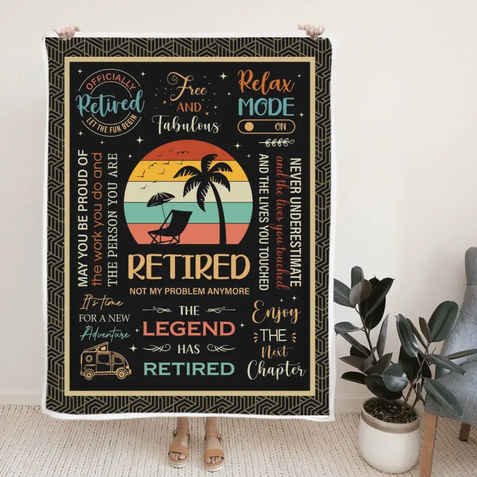Retired Not My Problem Anymore - The Legend - Enjoy the Next Chapter - Vintage Beach Vibe Blanket - Gift for Retirement