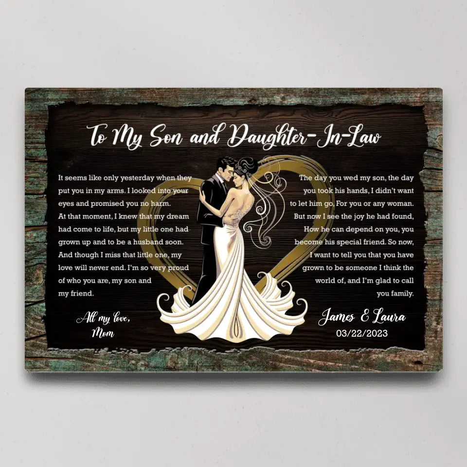To My Son And Daughter In Law - Custom Canvas Poster - Wedding Gift For Bride And Groom