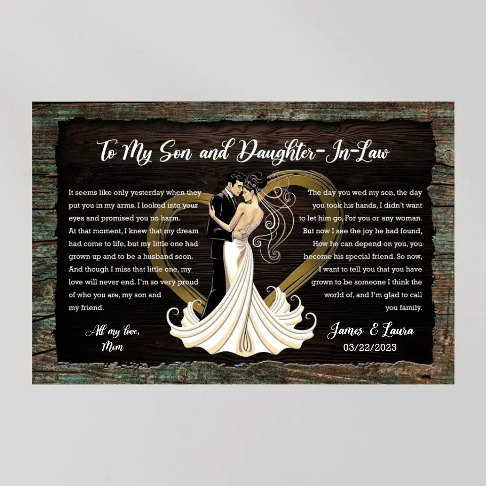 To My Son And Daughter In Law - Custom Canvas Poster - Wedding Gift For Bride And Groom