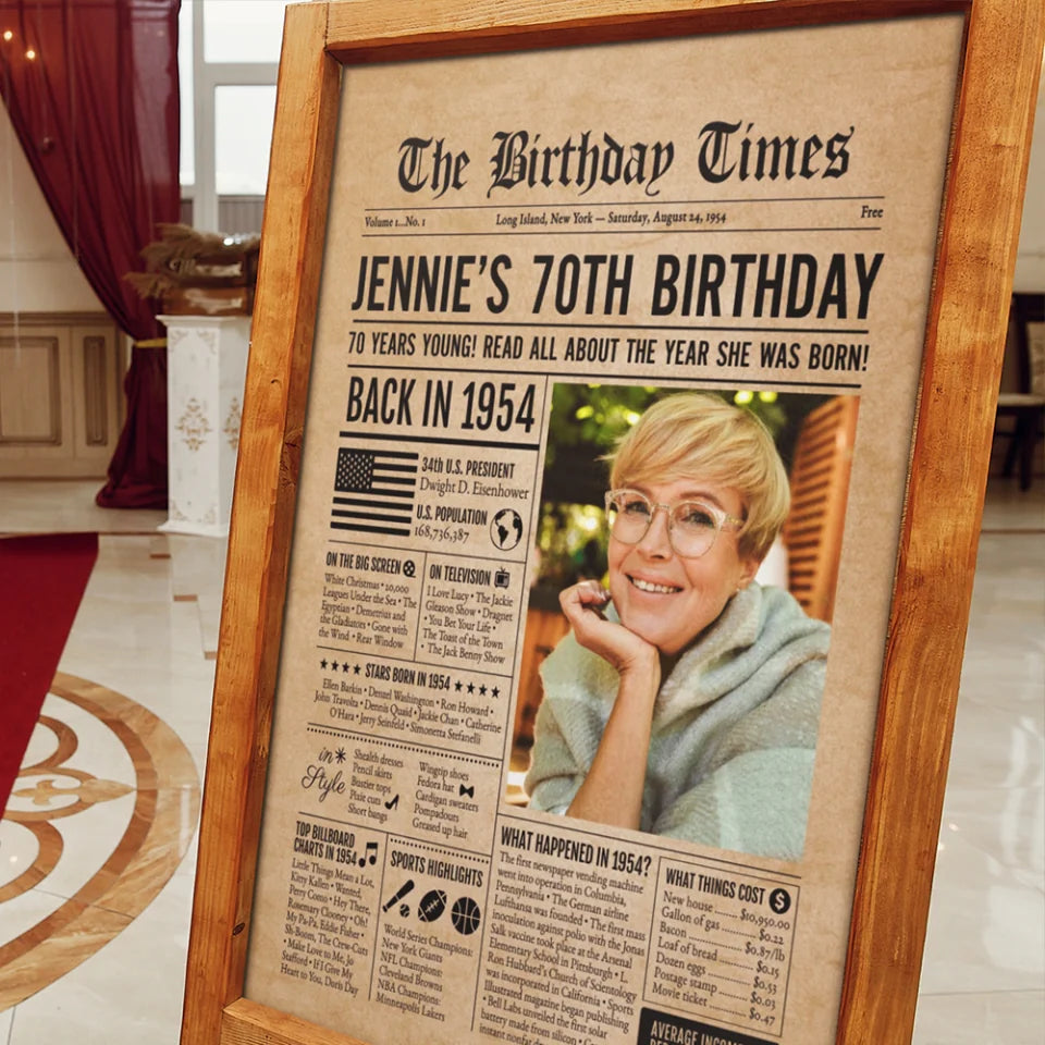 The 70th Birthday Times Newspaper Event - Canvas Wall Art - 70th Birthday Gift