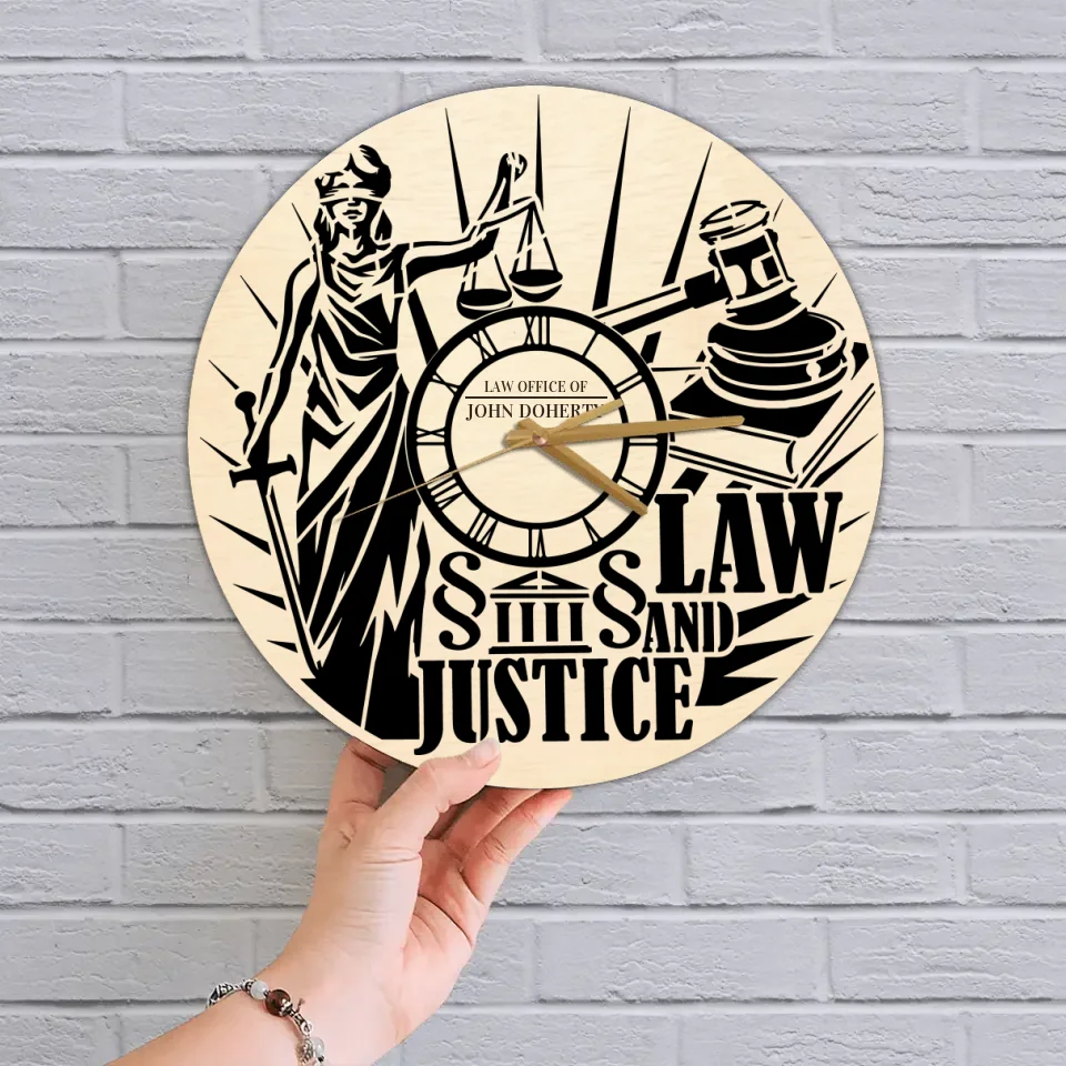 Scales of Time Law Justice - Wall Clock - Gift for Lawyers