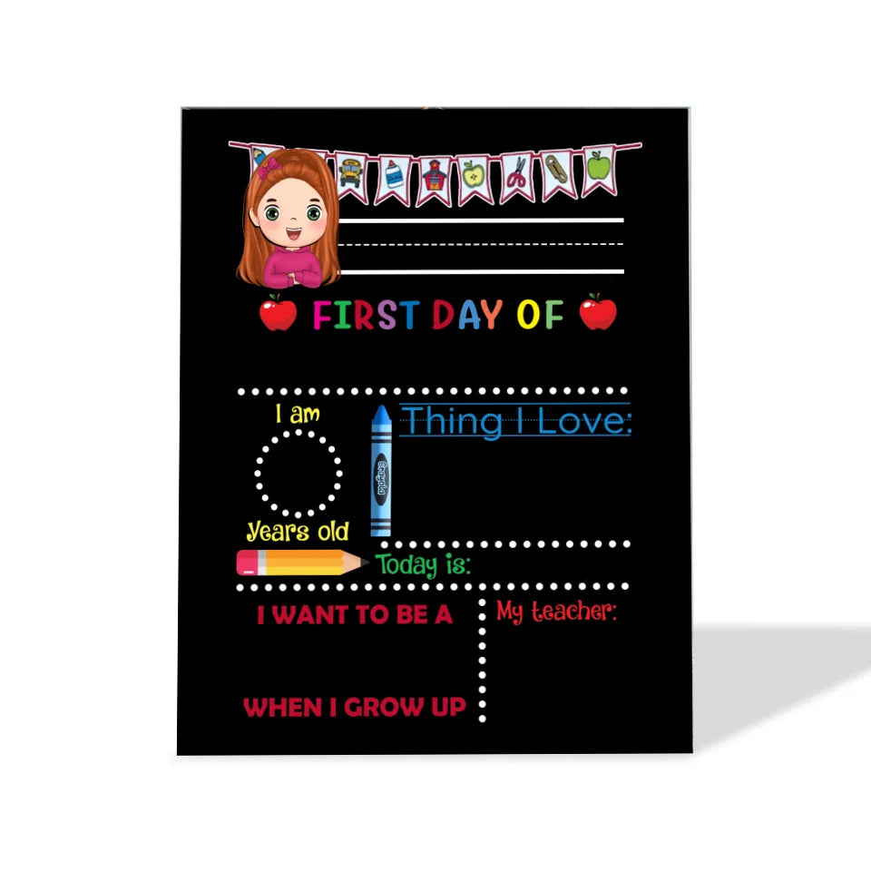 Back to School Chalkboard - First and Last Day of School Sign - Personalized School Sign