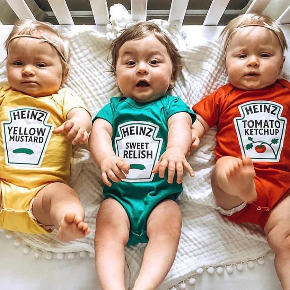 Twins Matching Halloween Costume - Onesie Babysuit - Halloween Gift For Baby Twins Triple