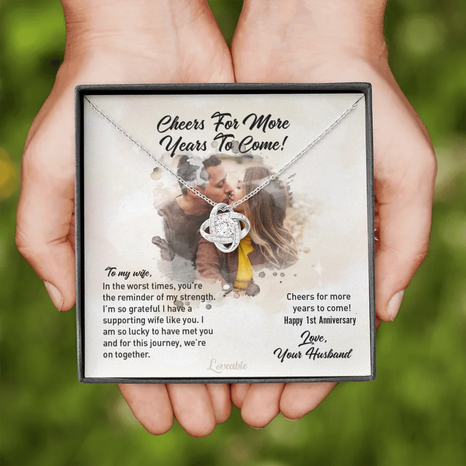 Happy Anniversary Gift - Love Knot Necklace - Custom Year, Month - Sweet Gift from Husband to Wife