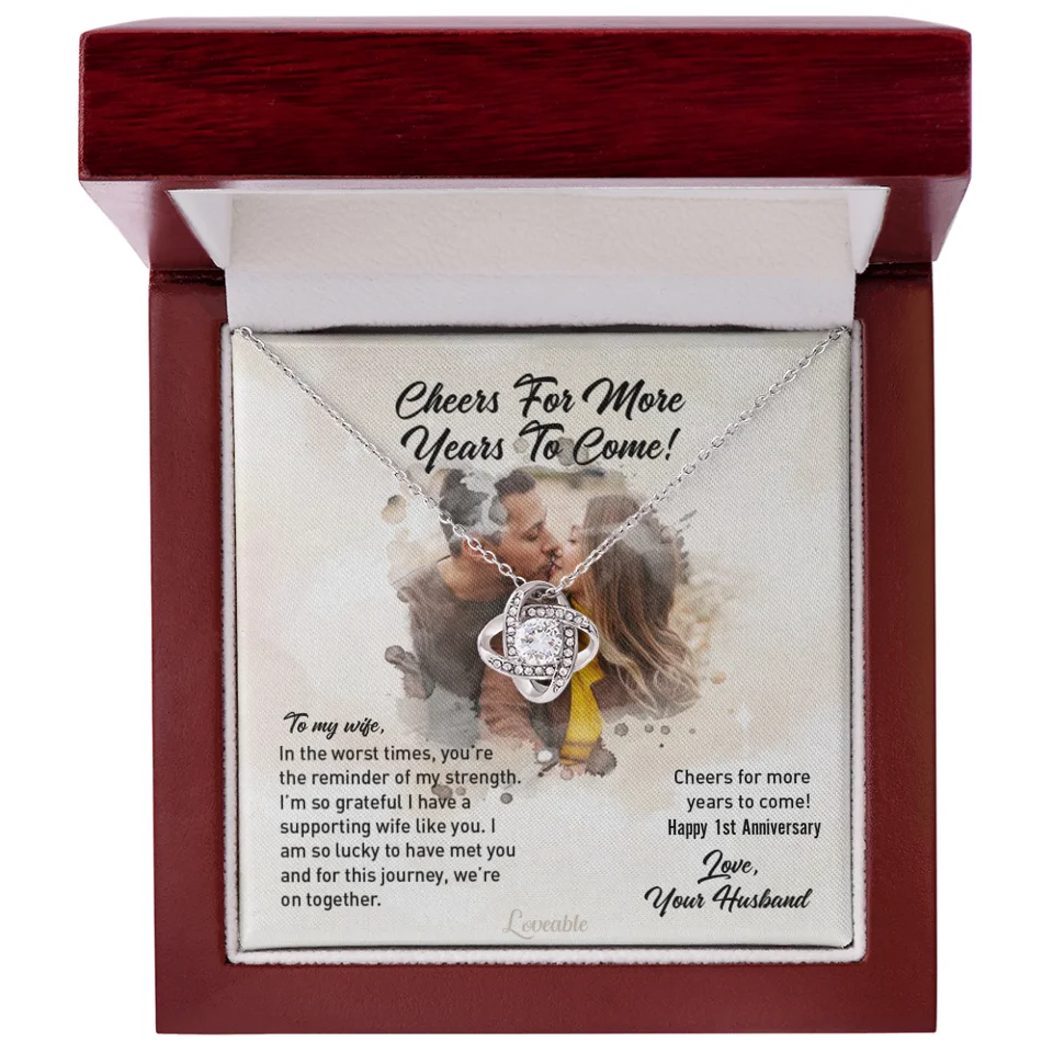 Happy Anniversary Gift - Love Knot Necklace - Custom Year, Month - Sweet Gift from Husband to Wife