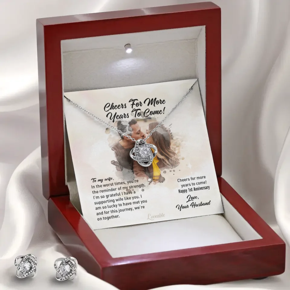 Happy Anniversary Gift - Love Knot Necklace - Custom Year, Month - Sweet Gift from Husband to Wife