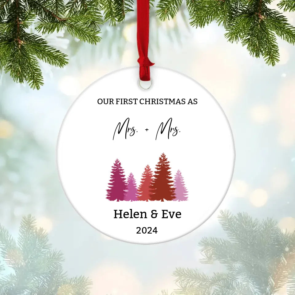 Our First Christmas As Mrs And Mrs Custom Ornament Christmas Gift For Lesbian Couple