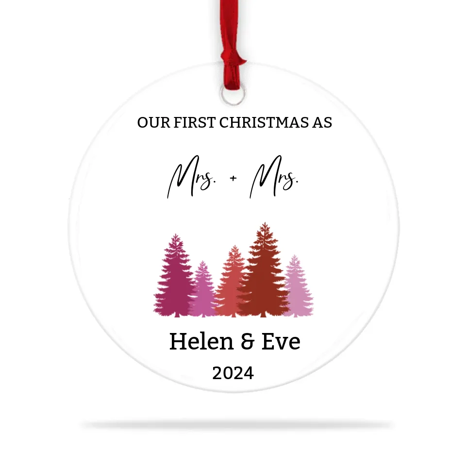 Our First Christmas As Mrs And Mrs Custom Ornament Christmas Gift For Lesbian Couple
