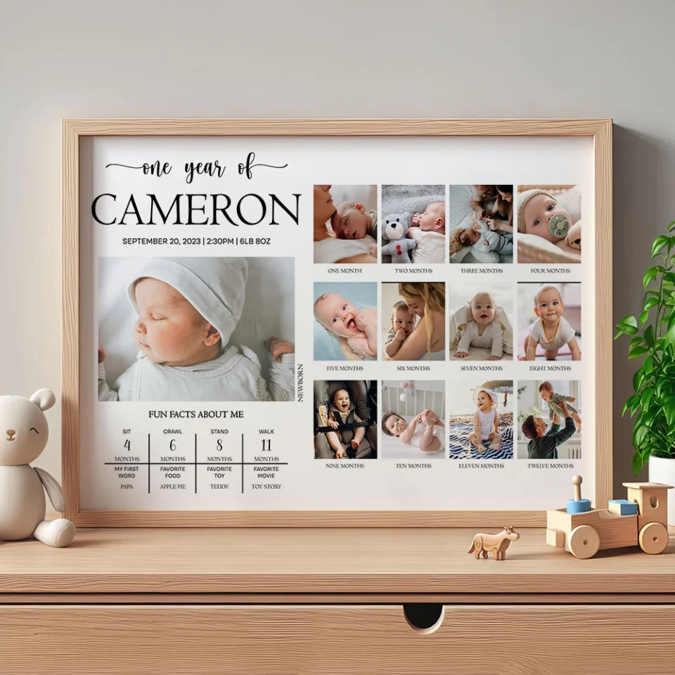 One Year Birthday - Personalized Canvas - 1 Year Birthday Gift For Kid, Children