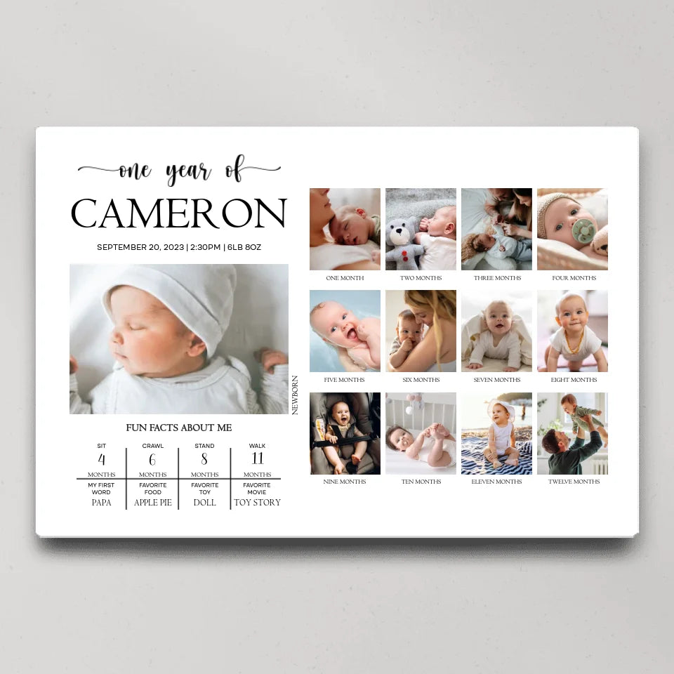 One Year Birthday - Personalized Canvas - 1 Year Birthday Gift For Kid, Children