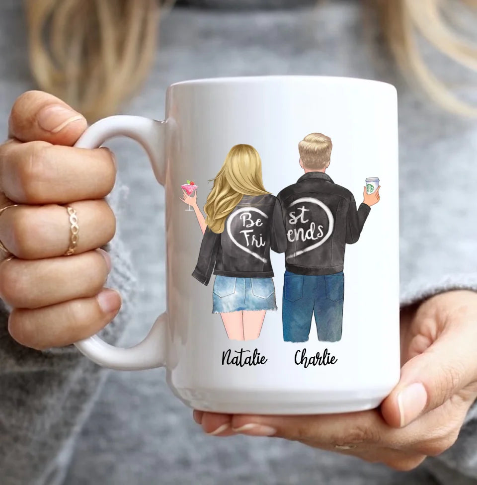 Best Friends Forever - Male & Female Friends - Personalized Mug For Besties Friends