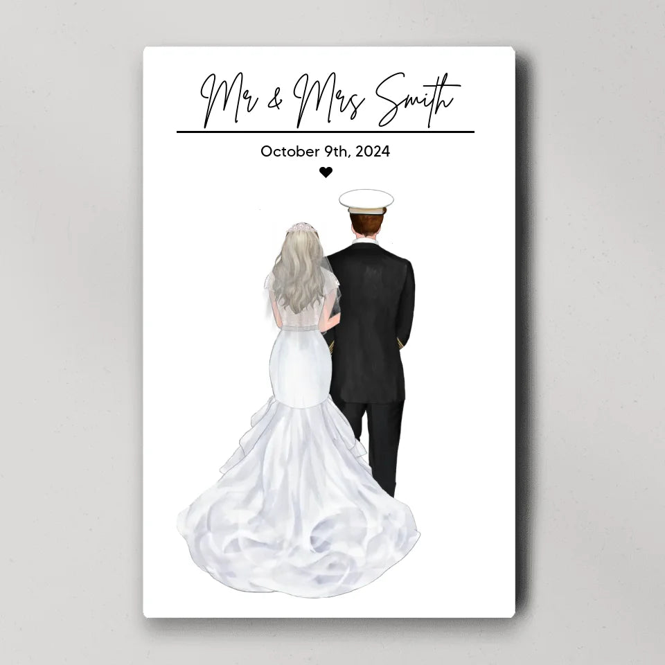 Bride and Groom Mr. and Mrs - Wedding Gifts For Couple - Personalized Canvas Poster