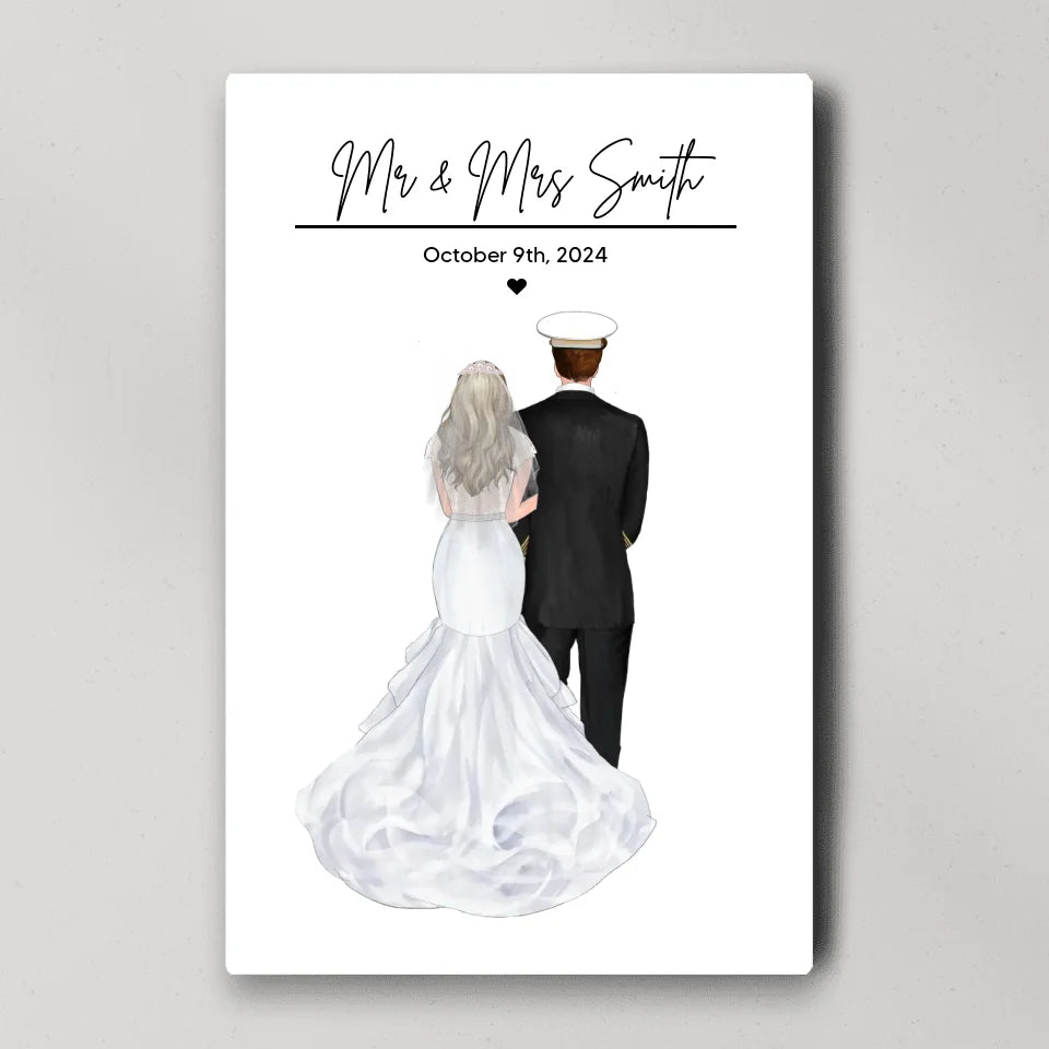Bride and Groom Mr. and Mrs - Wedding Gifts For Couple - Personalized Canvas Poster