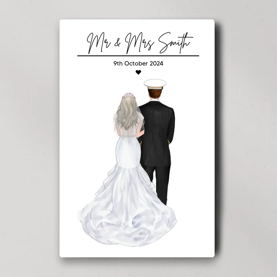 Bride and Groom Mr. and Mrs - Wedding Gifts For Couple - Personalized Canvas Poster
